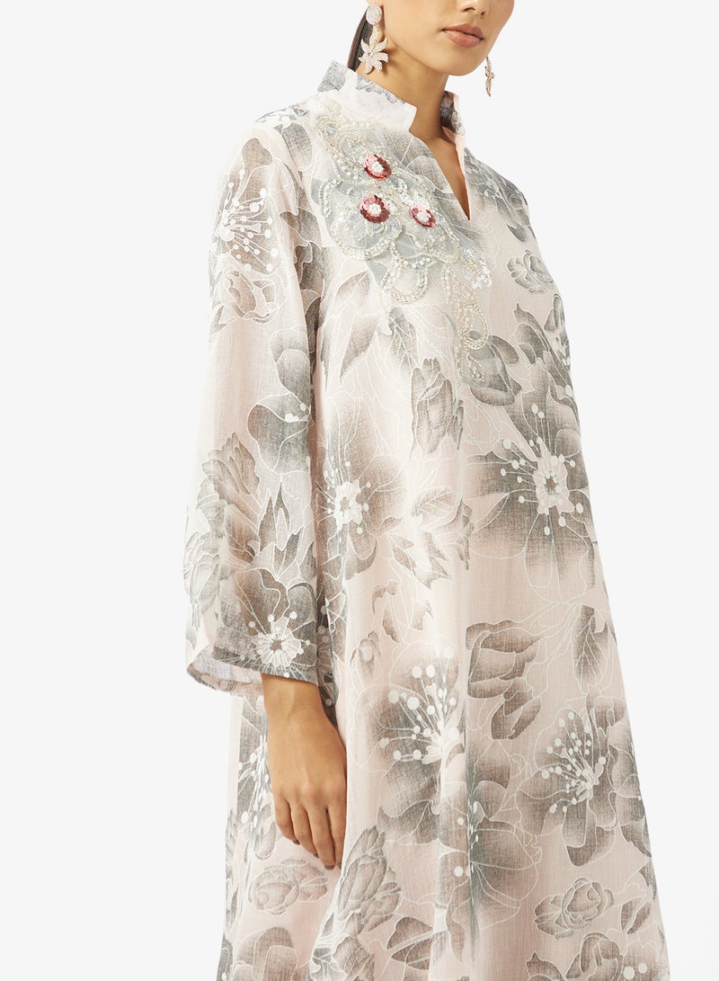Khizana Floral Print Jalabiya - Image 3